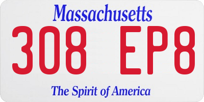 MA license plate 308EP8