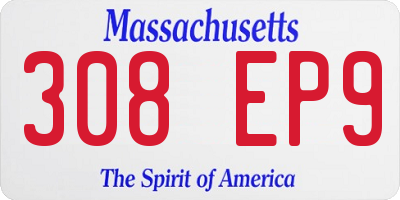 MA license plate 308EP9