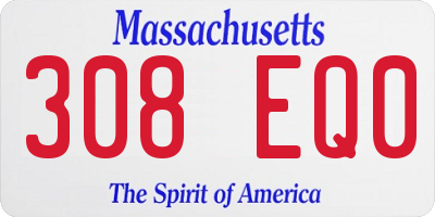 MA license plate 308EQ0