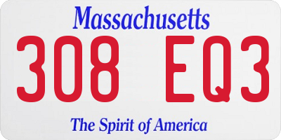 MA license plate 308EQ3