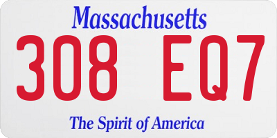 MA license plate 308EQ7