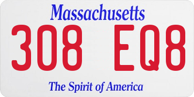 MA license plate 308EQ8