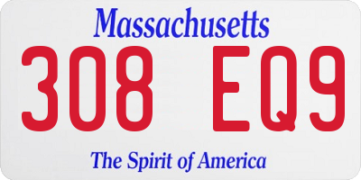 MA license plate 308EQ9