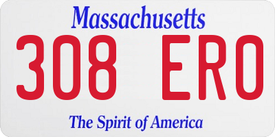 MA license plate 308ER0