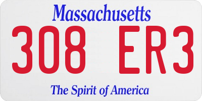 MA license plate 308ER3