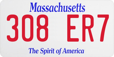 MA license plate 308ER7