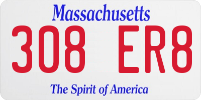 MA license plate 308ER8