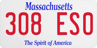 MA license plate 308ES0