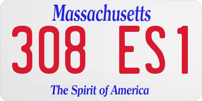 MA license plate 308ES1