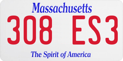 MA license plate 308ES3