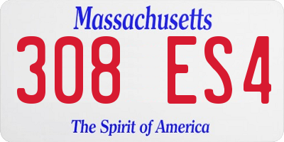 MA license plate 308ES4