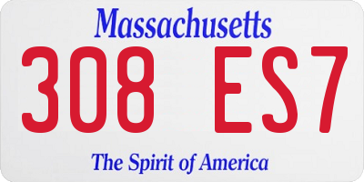 MA license plate 308ES7