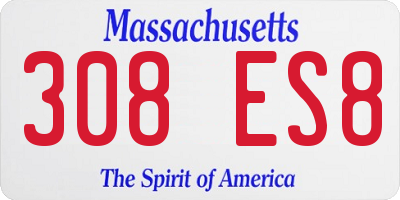 MA license plate 308ES8