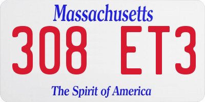 MA license plate 308ET3