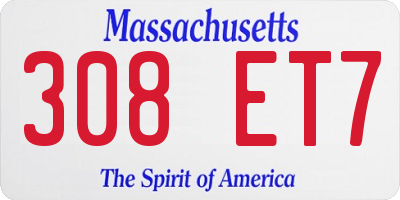 MA license plate 308ET7