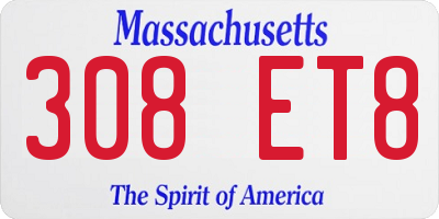 MA license plate 308ET8
