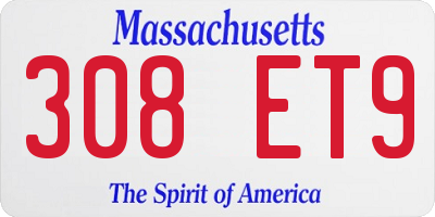 MA license plate 308ET9