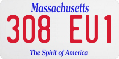 MA license plate 308EU1