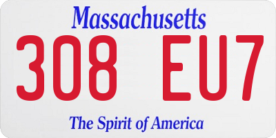 MA license plate 308EU7