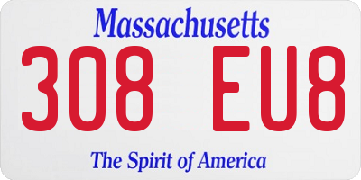 MA license plate 308EU8