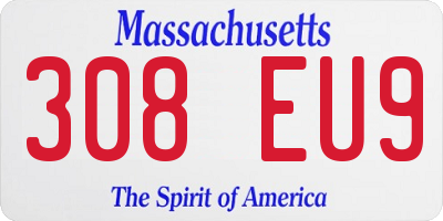 MA license plate 308EU9