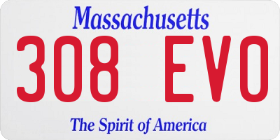 MA license plate 308EV0