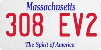 MA license plate 308EV2