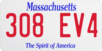 MA license plate 308EV4