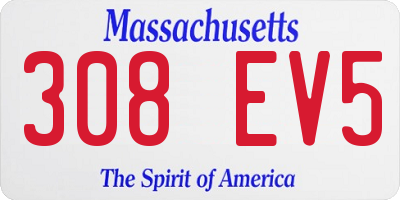 MA license plate 308EV5
