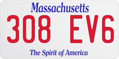 MA license plate 308EV6