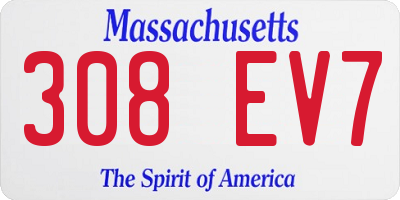 MA license plate 308EV7