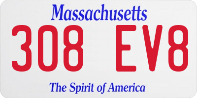 MA license plate 308EV8