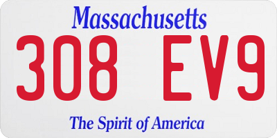 MA license plate 308EV9