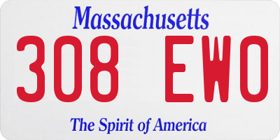 MA license plate 308EW0