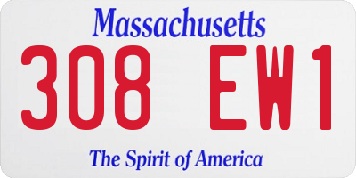 MA license plate 308EW1