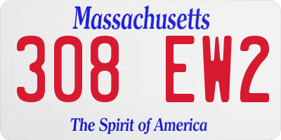 MA license plate 308EW2