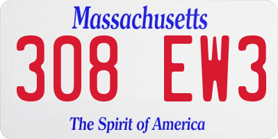 MA license plate 308EW3