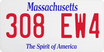 MA license plate 308EW4