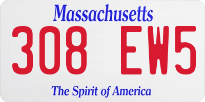 MA license plate 308EW5
