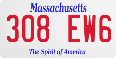 MA license plate 308EW6