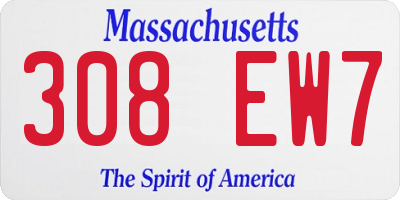 MA license plate 308EW7
