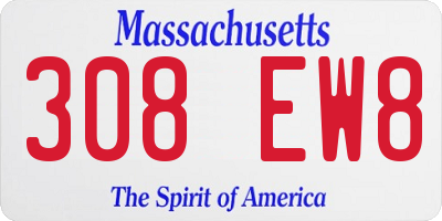 MA license plate 308EW8