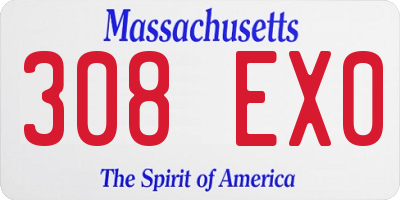 MA license plate 308EX0