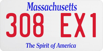 MA license plate 308EX1