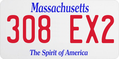 MA license plate 308EX2