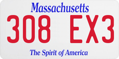 MA license plate 308EX3