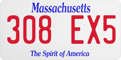 MA license plate 308EX5