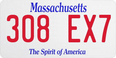 MA license plate 308EX7