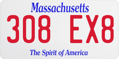MA license plate 308EX8