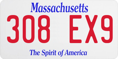 MA license plate 308EX9